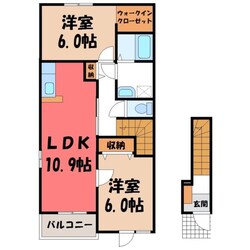 真岡駅 徒歩19分 2階の物件間取画像